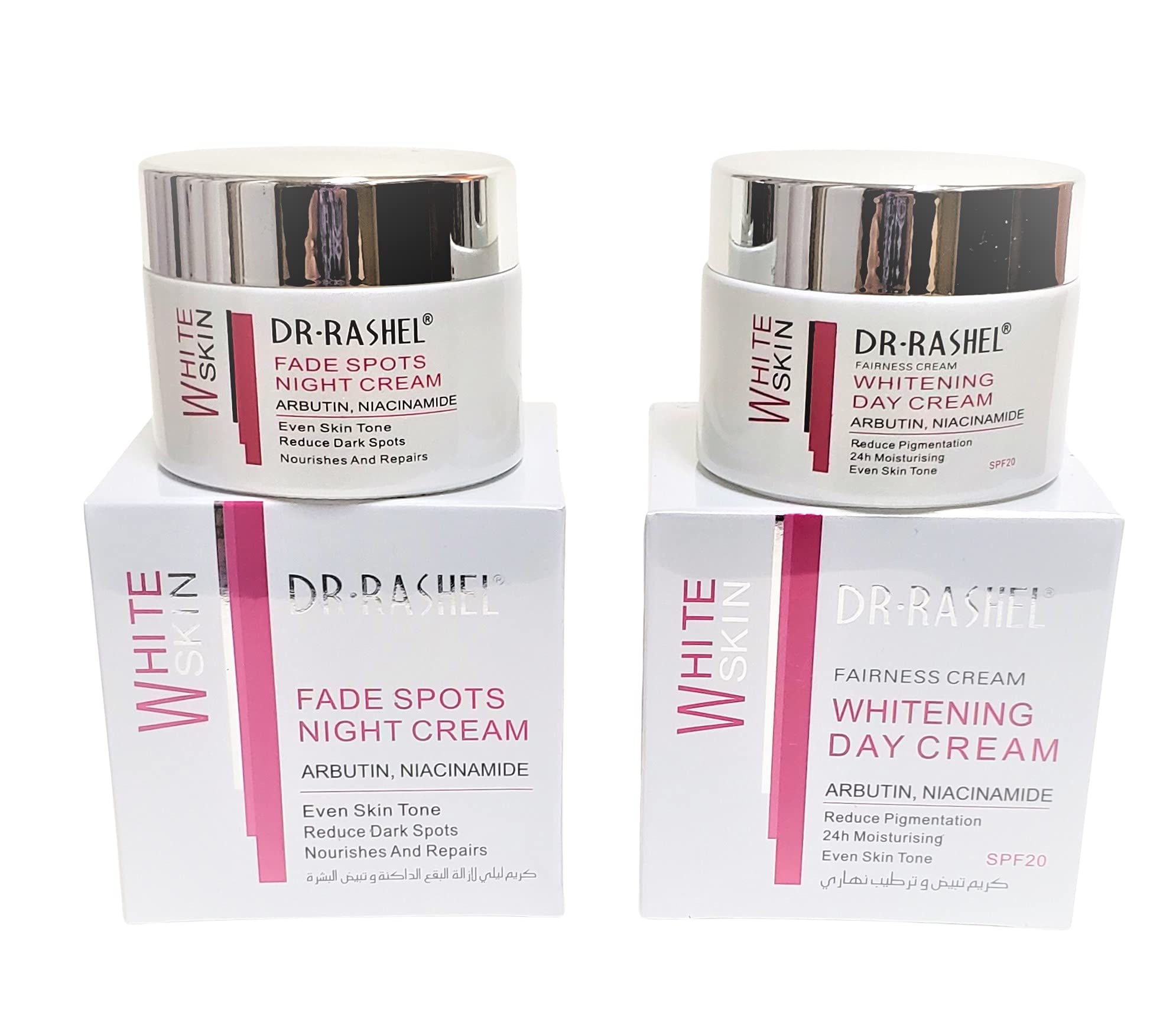 کرم روز و شب ضد لک نیاسینامید و آربوتین دکتر راشل 50 گرم DR.RASHEL White Skin day & night creams