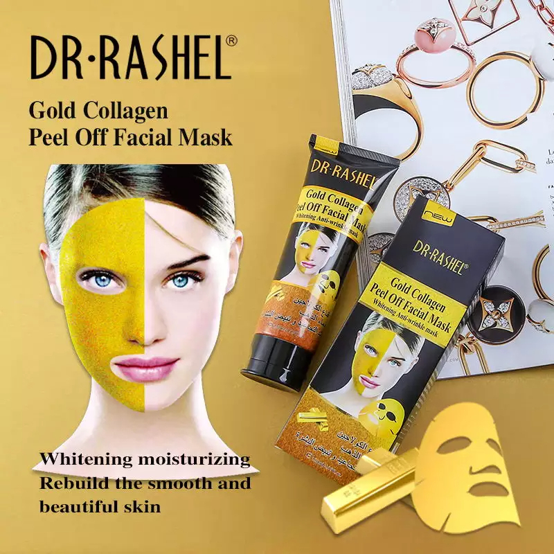 ماسک صورت پیل اف طلا کلاژن ضد چروک قوی دکتر راشل 120گرم DR.RASHEL Gold Collagen Peel Off Mask