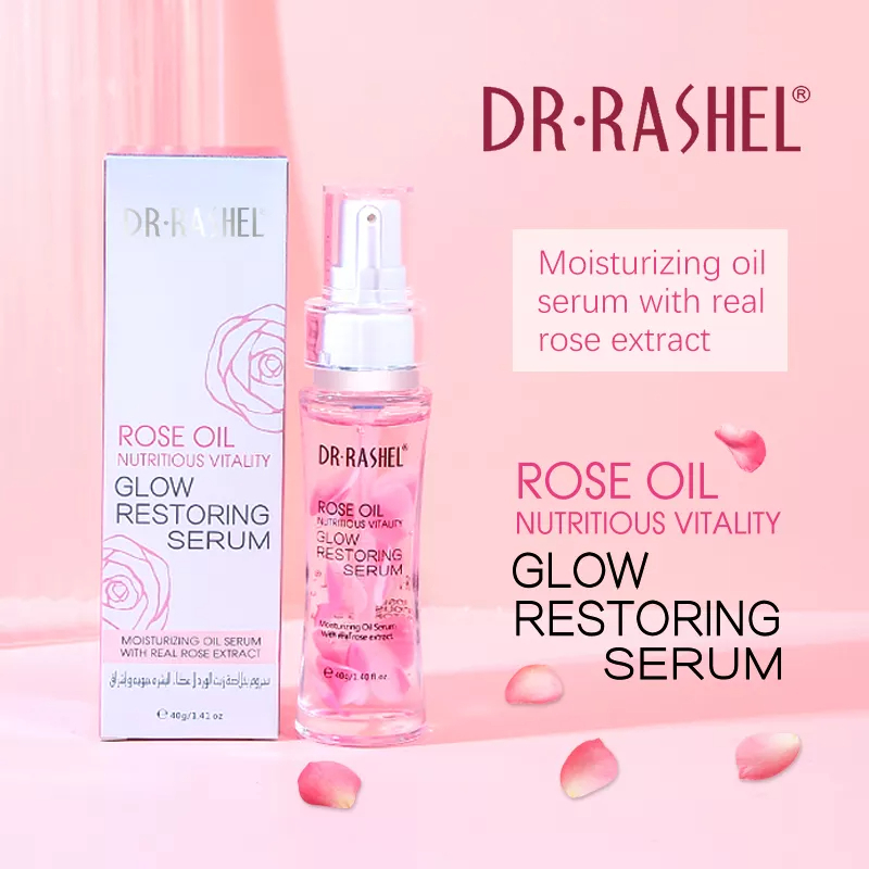 سرم صورت روغن گل رز آبرسان دکتر راشل حجم40میل DR.RASHEL ROSE OIL NUTRITIOUS VITALITY GLOW RESTORING FACE SERUM