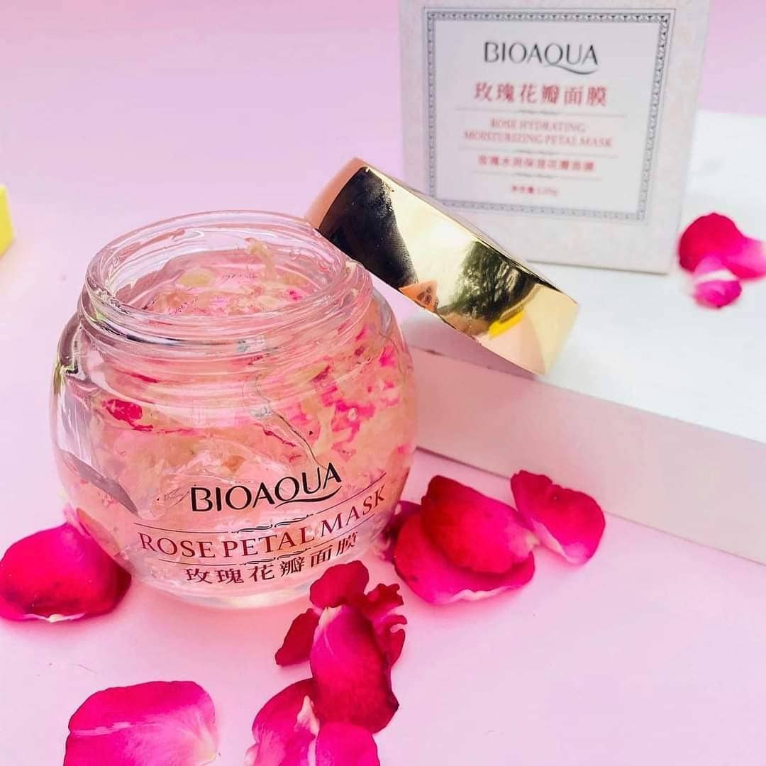 ماسک ژلی آبرسان قوی برگ گل رز بیوآکوا 120میل BIOAQUA Rose Petal Mask
