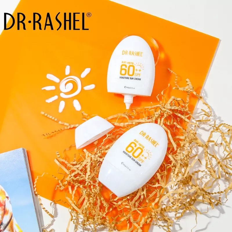 کرم ضد آفتاب مرطوب‌کننده و ضدجوش spf60دکتر راشل حجم60گرم DR RASHEL Anti-aging and Moisture Sun Cream SPF 60