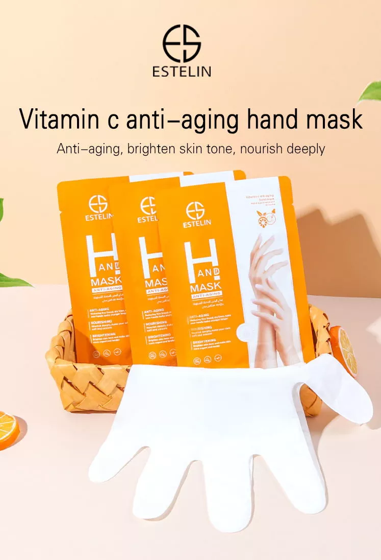 ماسک دستکشی ویتامین سی استلین ضد چروک و ضد پیری 36 گرم ESTELIN Vitamin C Anti-Aging Hand Mask