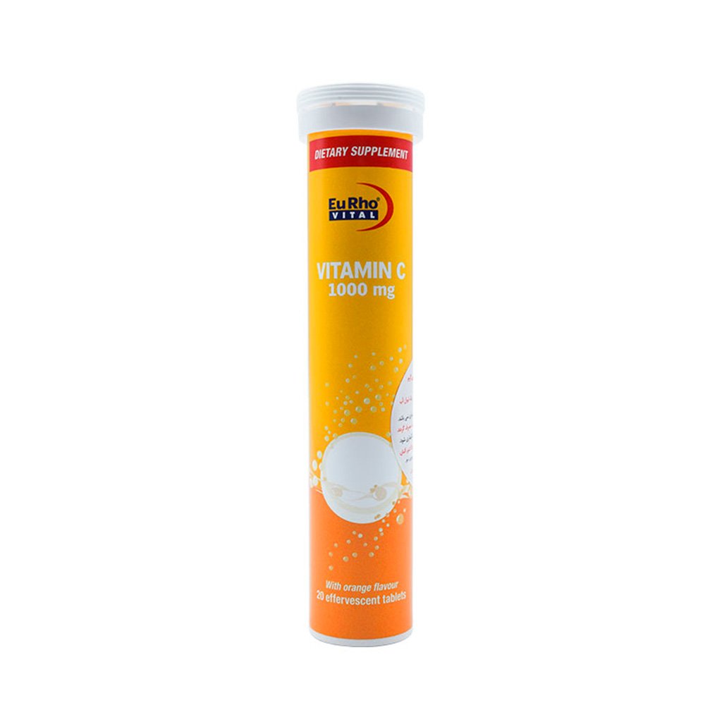 قرص جوشان ویتامین سی 1000 میلی گرم یوروویتال 20 عدد Eurho Vital Vitamin C 1000 mg 20 Effervescent Tablet