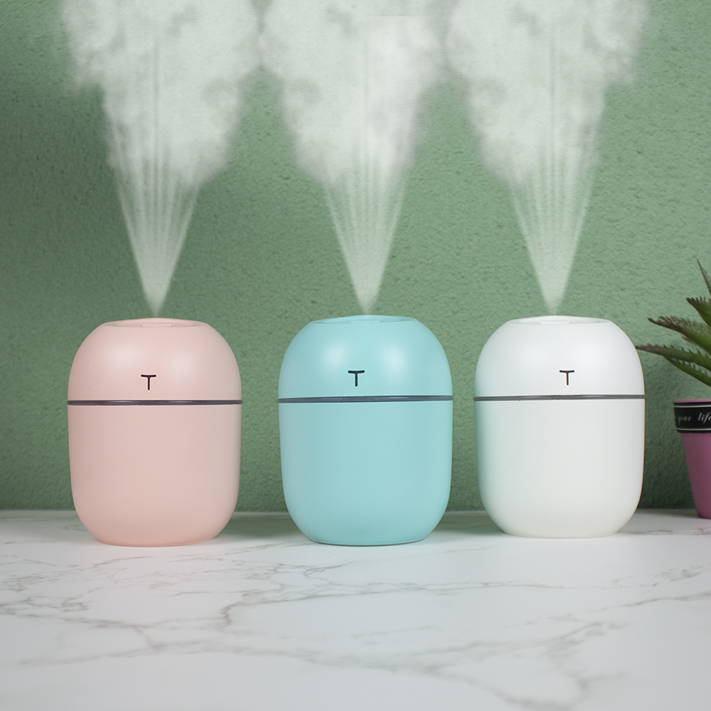 دستگاه بخور سرد مینی طرح T چراغ دار حجم 220 میل Mini Cute Portable Air Humidifier H₂O 220ml