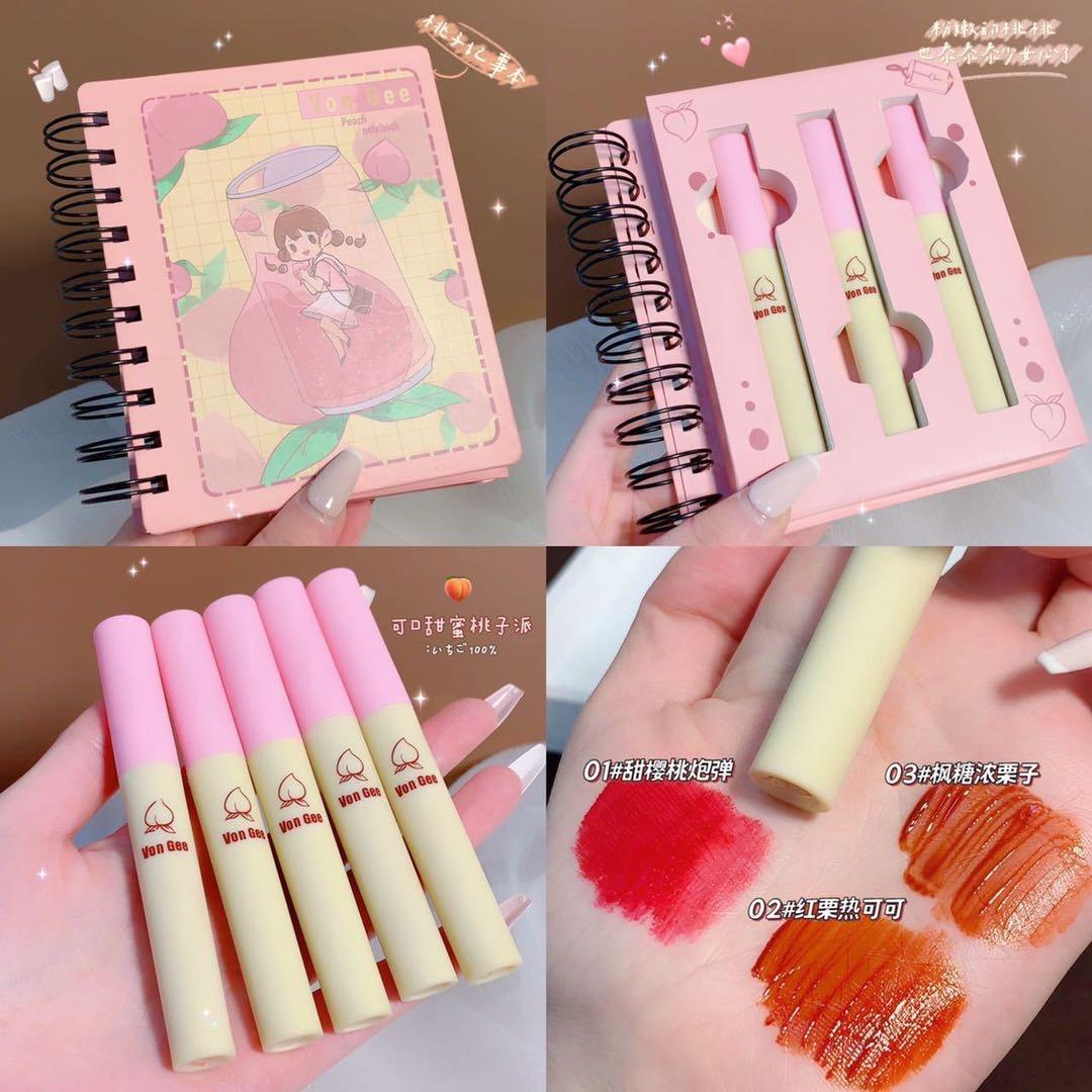 رژ تینت وونگی مدل دفترچه پک 3 عددی ( رژ دفترچه ای ) VonGee Notebook Velvet lip Tint Kit 3pcs
