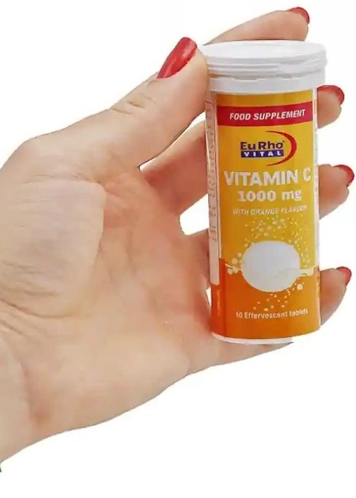 قرص جوشان ویتامین C 1000 میلی گرم یوروویتال 10 عدد Eurho Vital Vitamin C 1000 mg 10 Effervescent Tablet