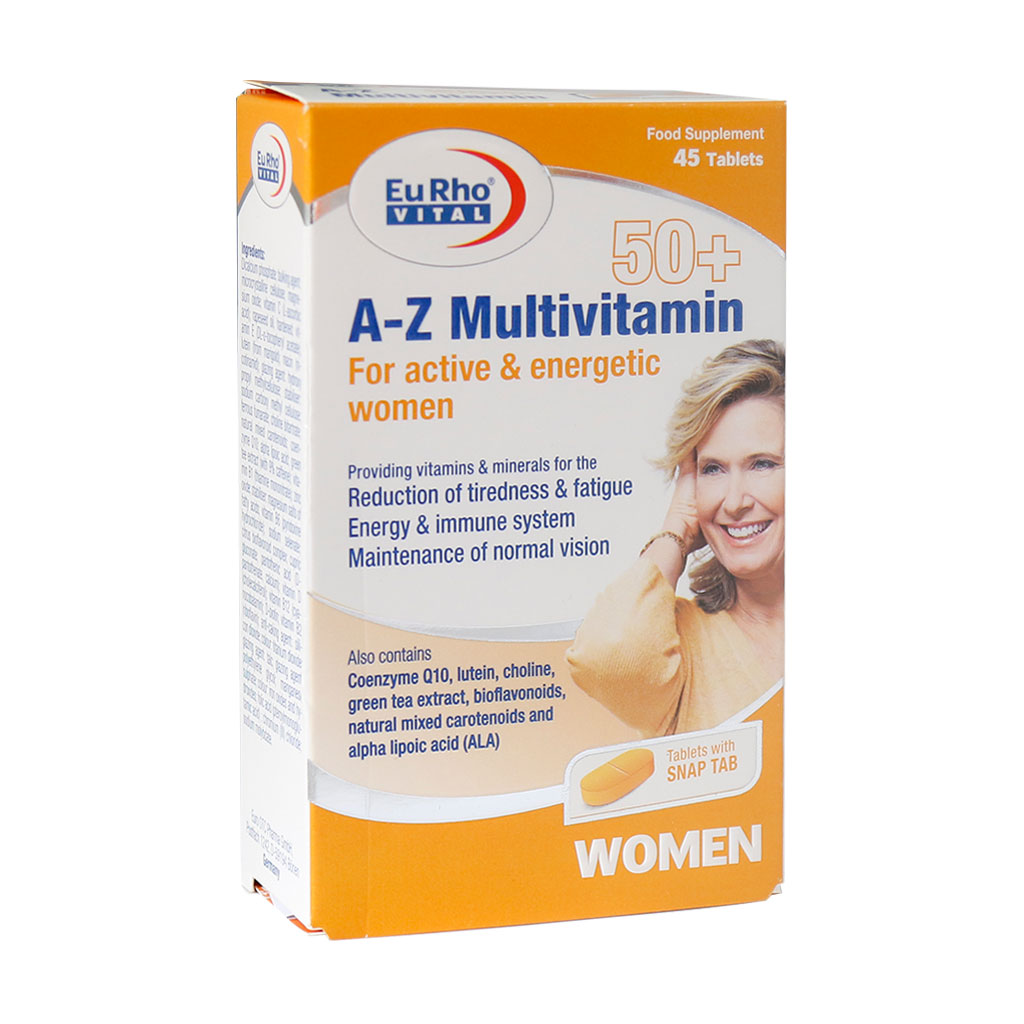 قرص A Z مولتی ویتامین بالای 50 سال بانوان یوروویتال 45 عدد Eurho Vital A Z Multivitamin 50+ For Women 45 Tabs