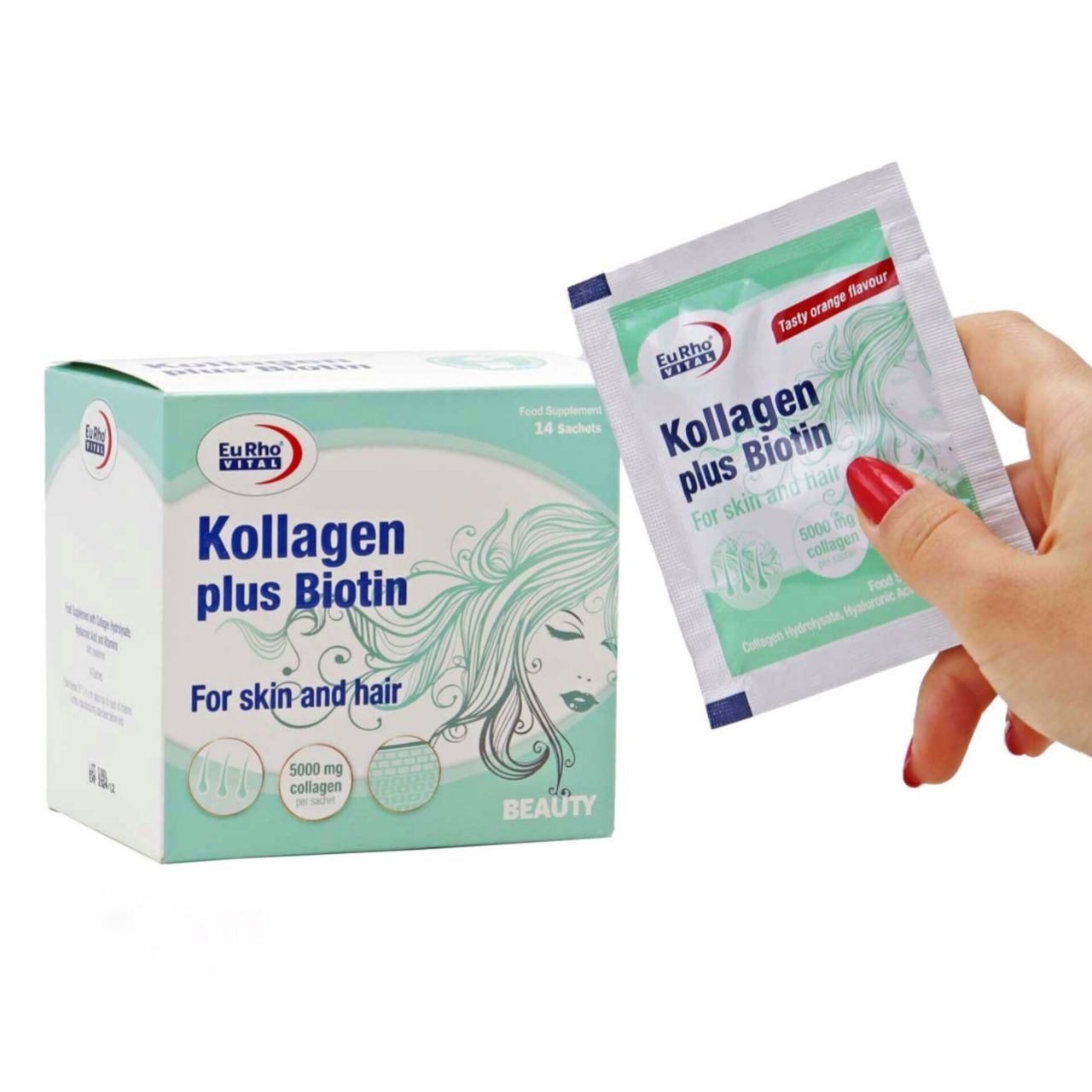 ساشه کلاژن پلاس بیوتین یوروویتال 14 عدد Eurhovital Kollagen Plus Biotin 14 Sachets