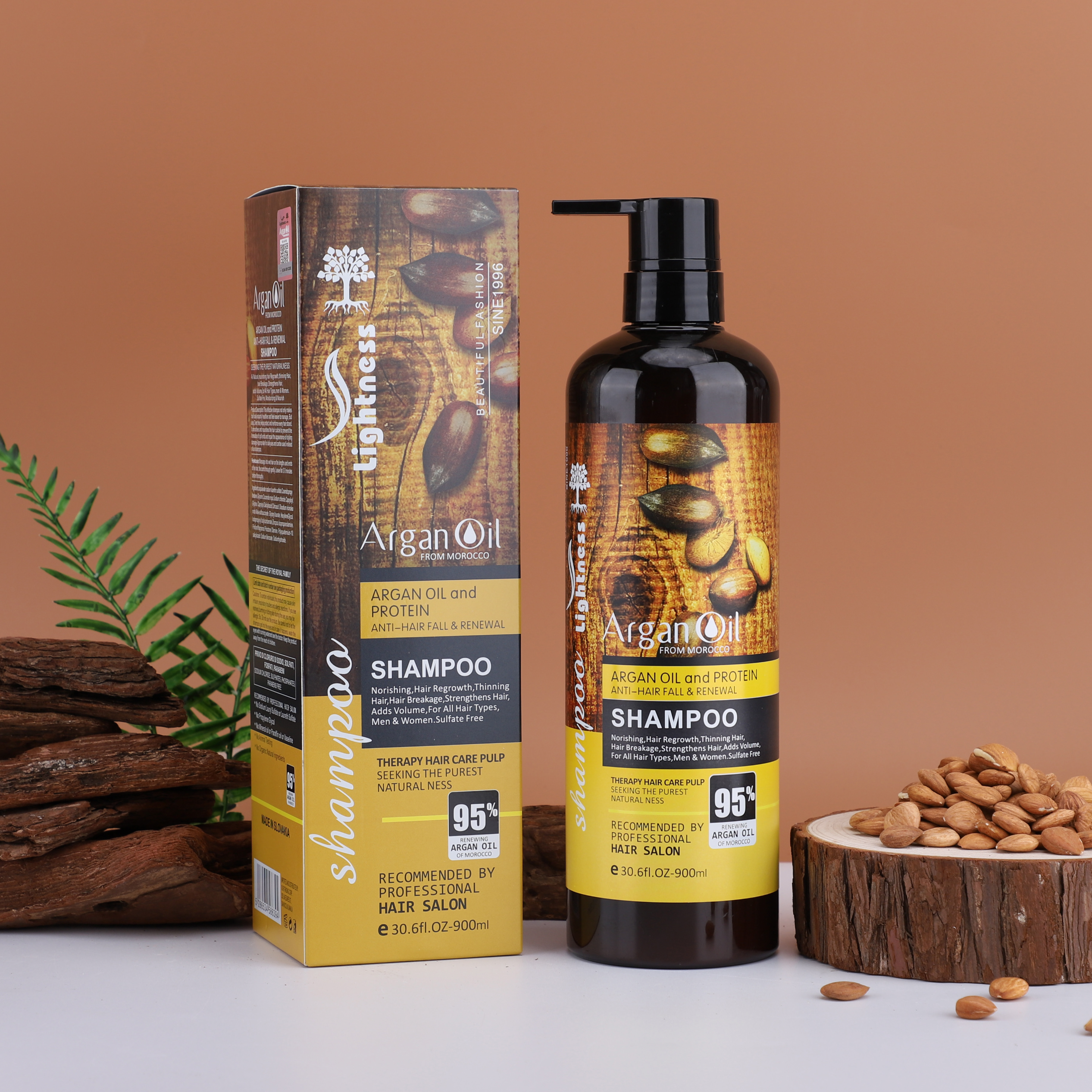 شامپو آرگان بدون سولفات لایتنس 900میل Lightness Argan Oil Shampoo