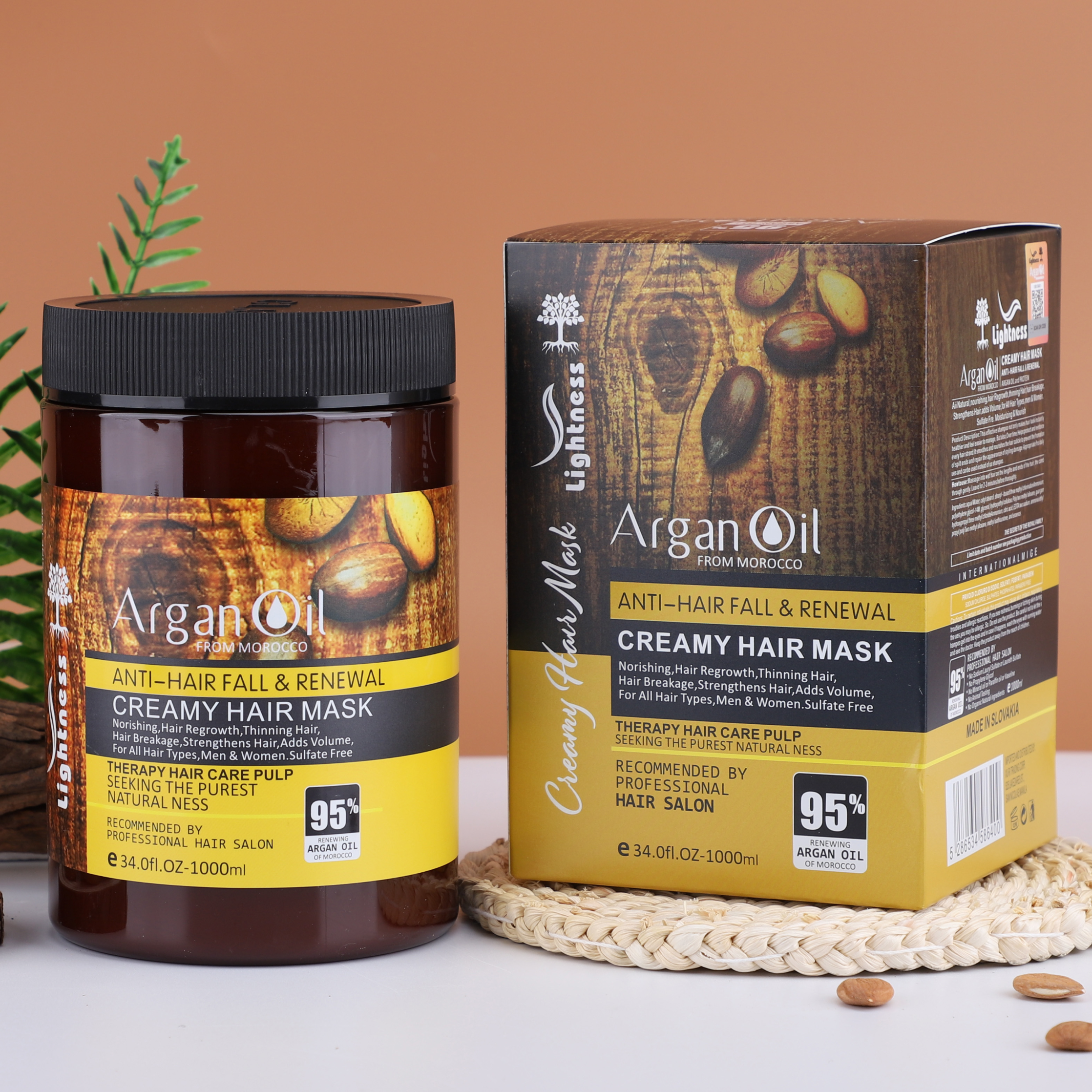 ماسک مو آرگان بدون سولفات لایتنس 1000میل Lightness Argan Oil Creamy Hair Mask