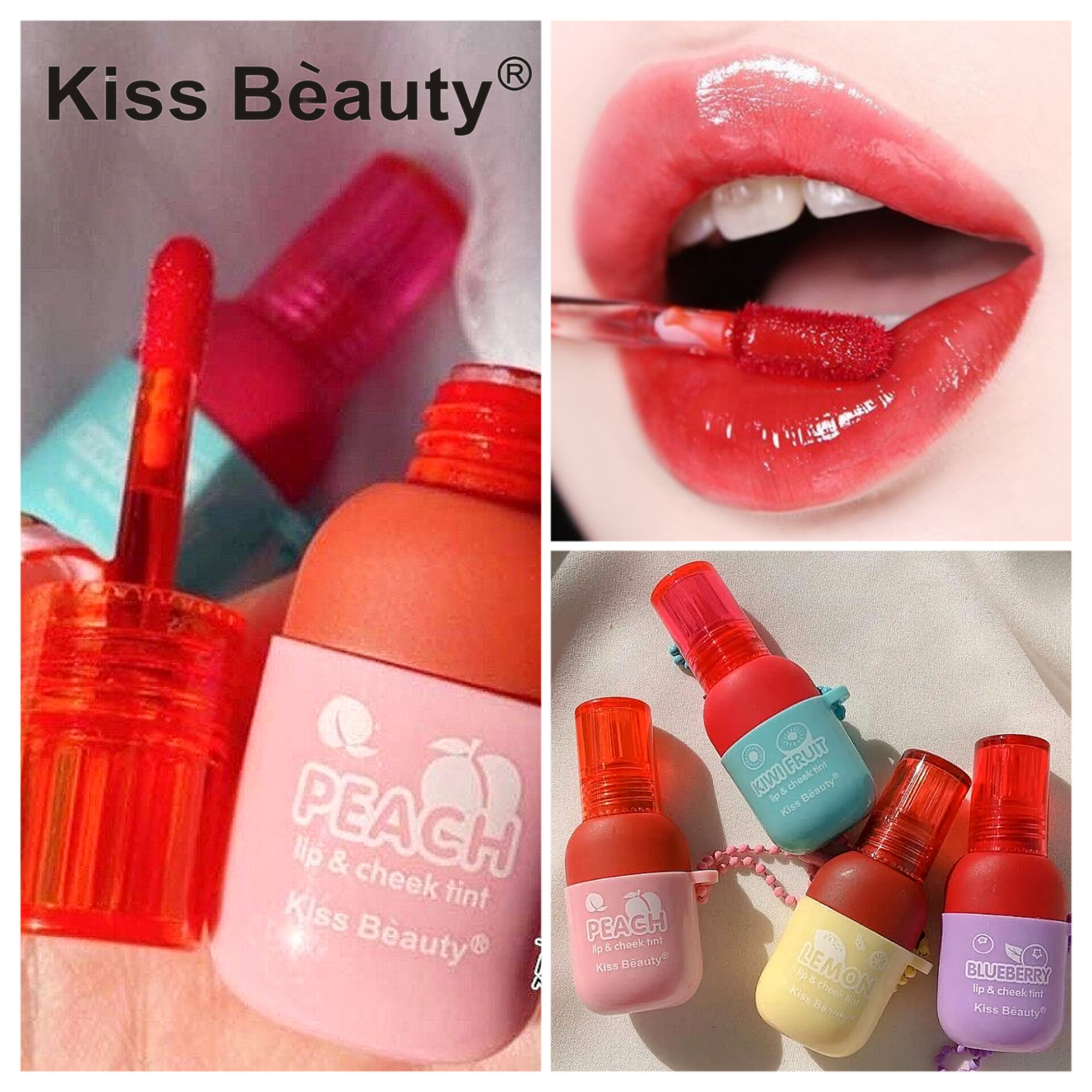 تینت لب و گونه بطری زنجیر دار کیس بیوتی حجم 8.5 میل KISSBEAUTY LIP & CHEEK TINT