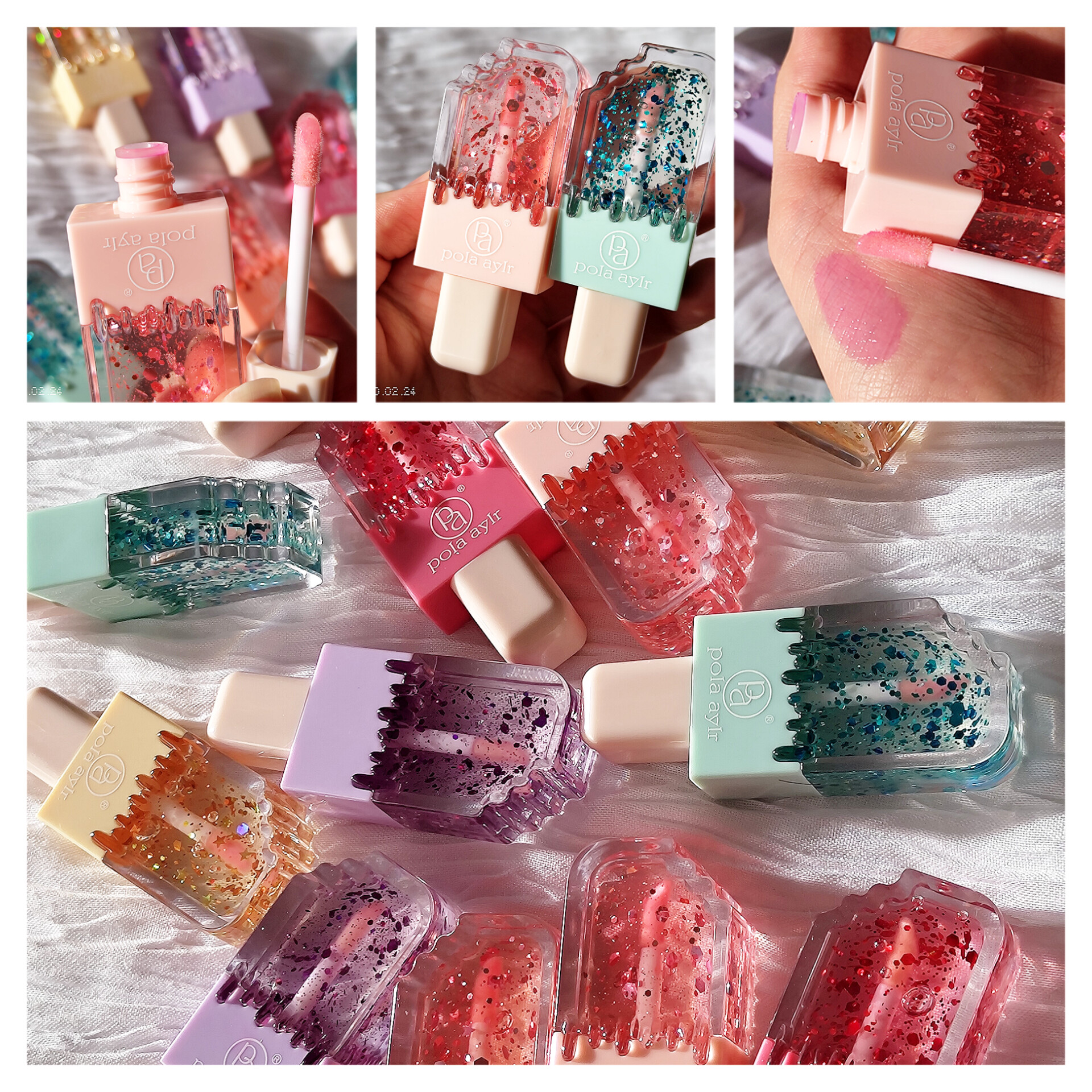 برق لب اکلیل دار حرارتی پولا آیلر مدل بستنی میوه ای 8گرم  Pola aylr I Love Ice Cream Lip Gloss