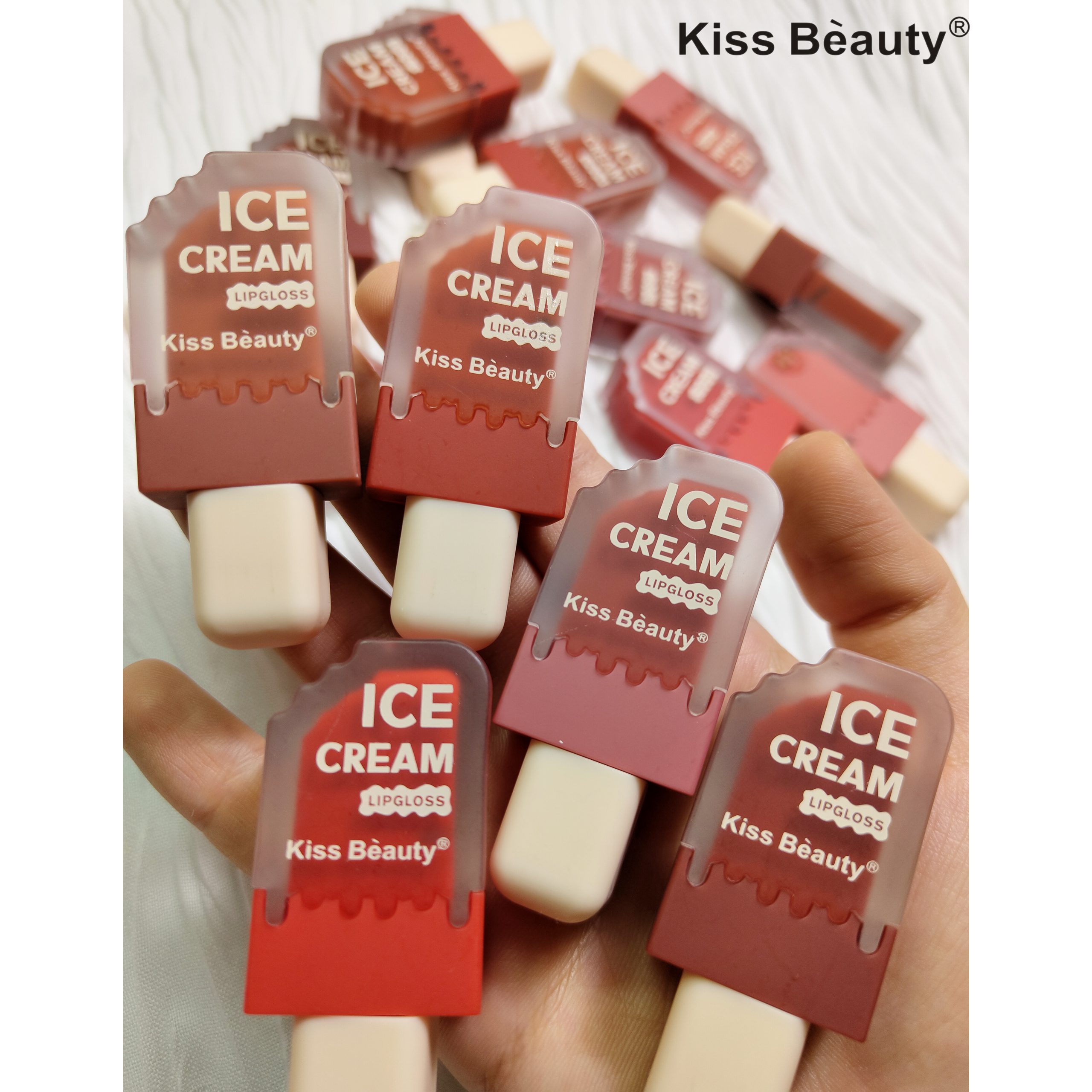 رژ لب مخملی کیس بیوتی مدل بستنی KISS BEAUTY Ice Cream Lip Gloss