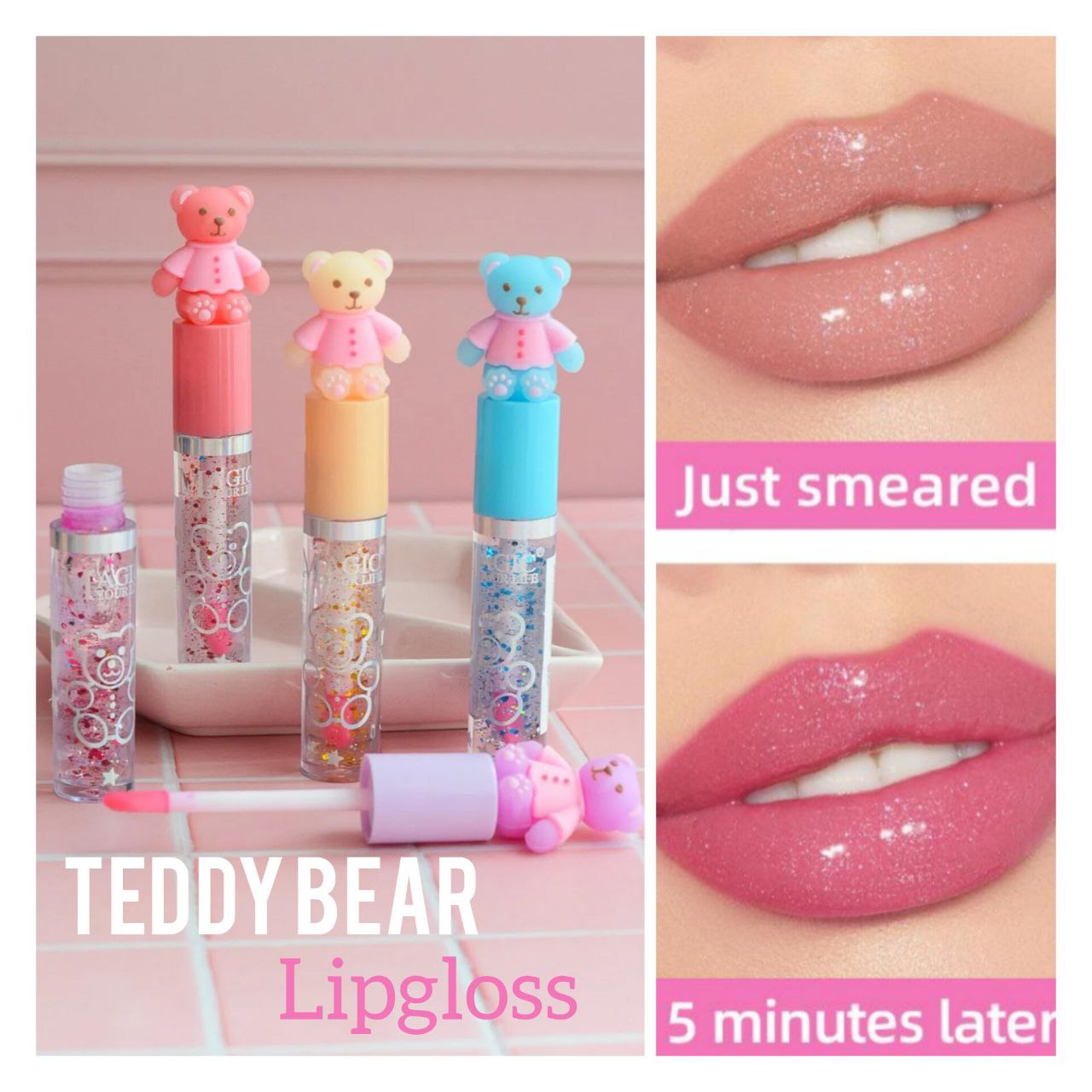 لیپ گلاس حرارتی مجیک مدل تدی خرسی Magic Teddy Bear Lip Gloss