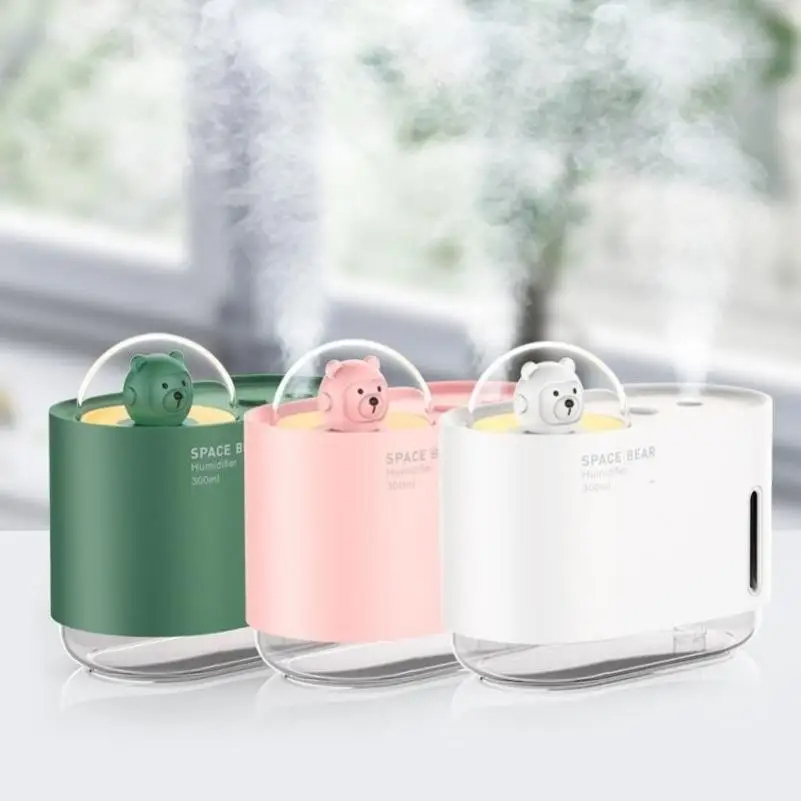 دستگاه بخور سرد و چراغ خواب خرس فضانورد 300میل H₂O Humidifier Bear Air