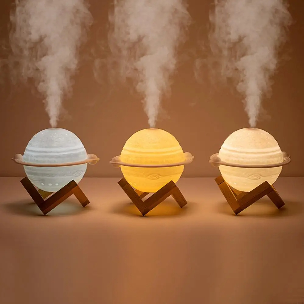 دستگاه بخور سرد و چراغ خواب سیاره مشتری پایه چوبی دار 200میل Jupiter Planet Humidifier
