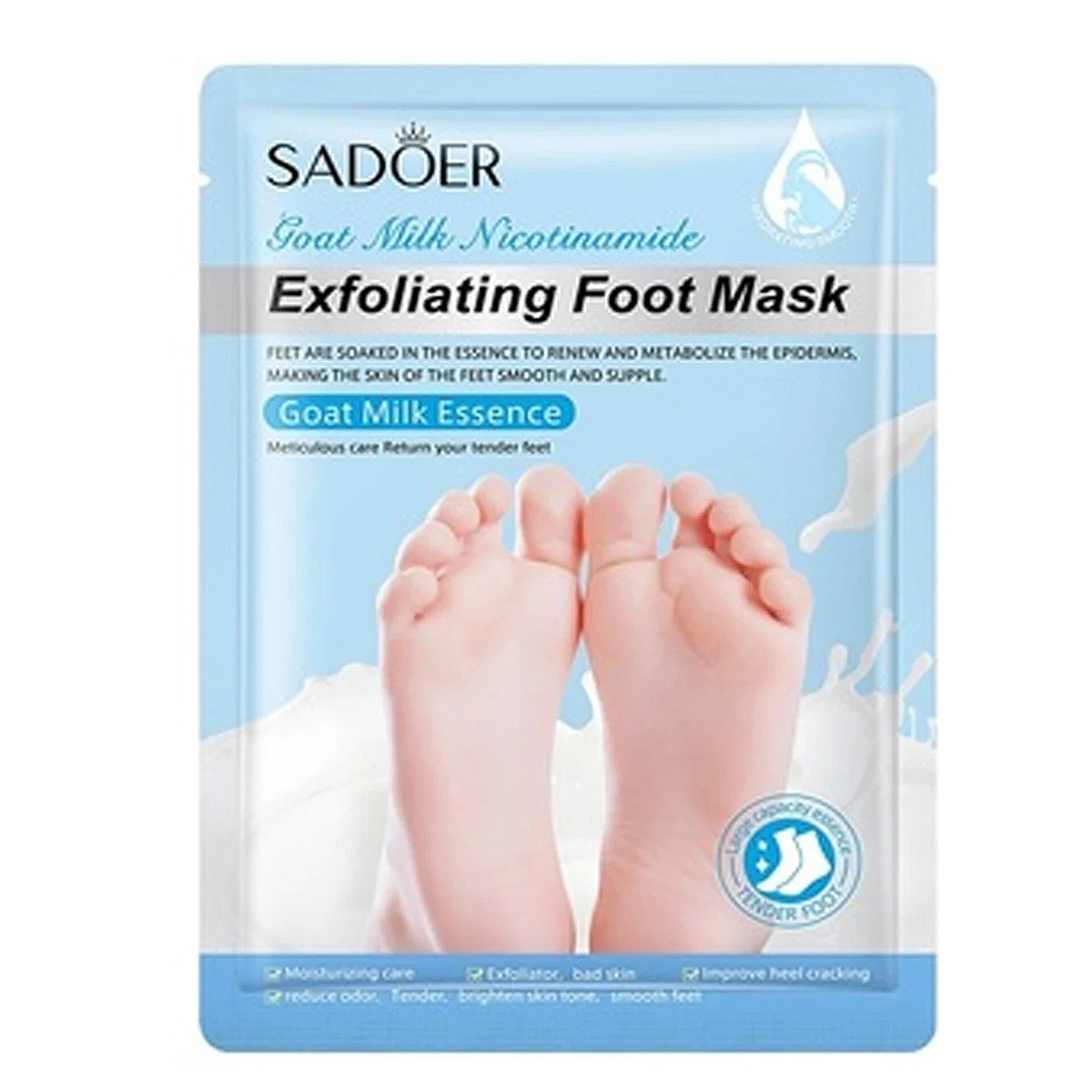ماسک پا شیربز و نیکوتین آمید سادور SADOR Goat Milk Nicotinamide Exfoliating Foot Mask