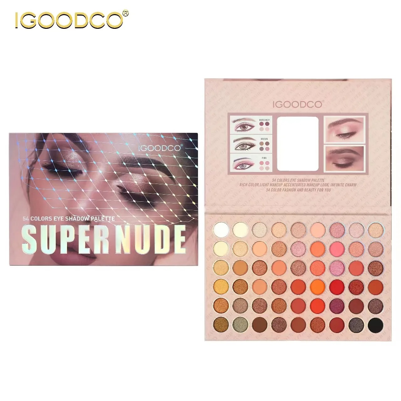 پالت سایه چشم آی گود کو مدل سوپرنود 54 رنگ اورجینال IGOODCO 54 colors Eye Shadow Palette SuperNude