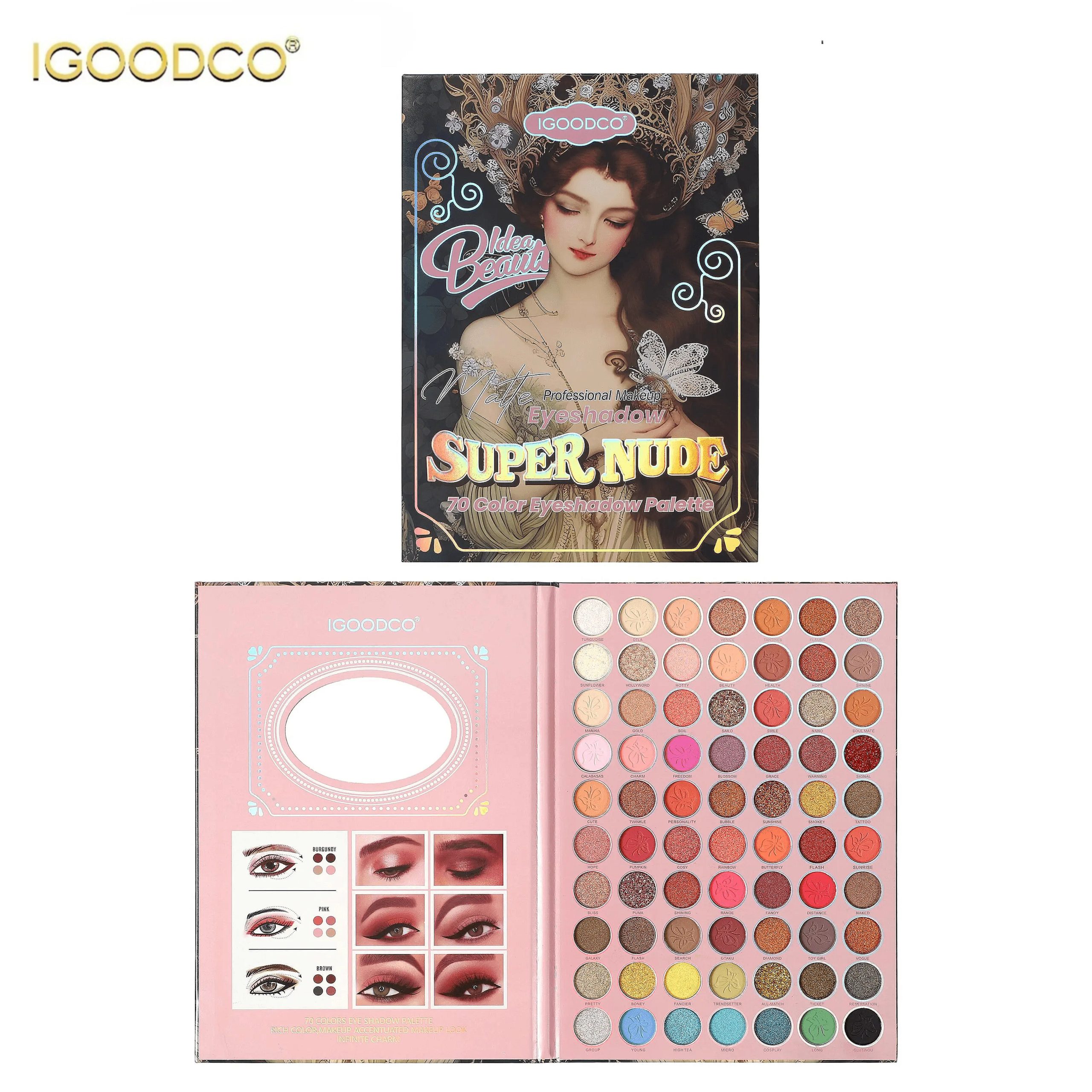 پالت سایه چشم آی گود کو مدل بیوتی آیدیا سوپر نود 70 رنگ اورجینال IGOODCO 70 colors Eye Shadow Palette
