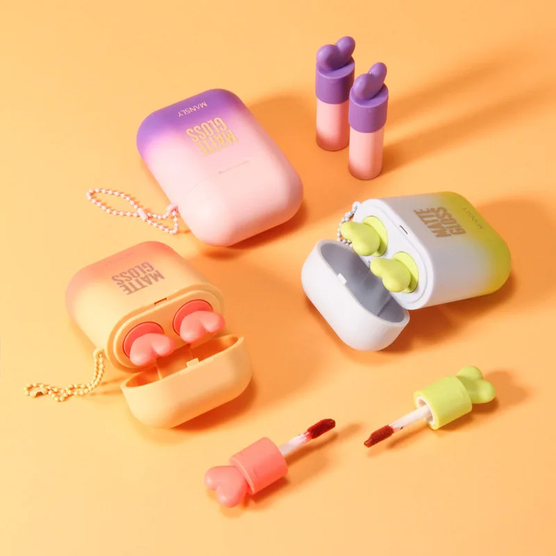 رژلب دوقلو مایع ایرپادی منسلی اورجینال MANSLY Airpods LipGloss
