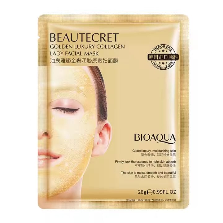 ماسک هیدروژلی طلا کلاژن بیوآکوا 28گرم BIOAQUA BEAUTECRET GOLDEN LUXURY COLLAGEN MASK