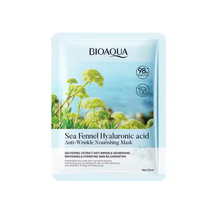 ماسک ورقه‌ای رازیانه دریایی و هیالورونیک اسید بیوآکوا 25گرم BIOAQUA Sea Fennel Hyaluronic acid Mask