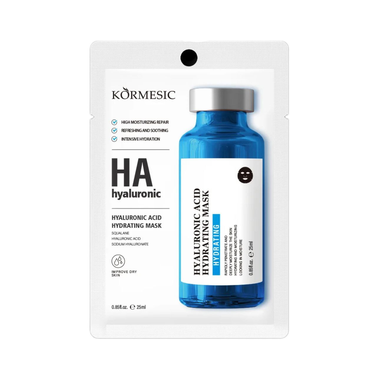 ماسک ورقه ای هیالورونیک اسید آبرسان کورمسیک 25 گرم KORMESIC Hyaluronic Acid Hydrating Mask