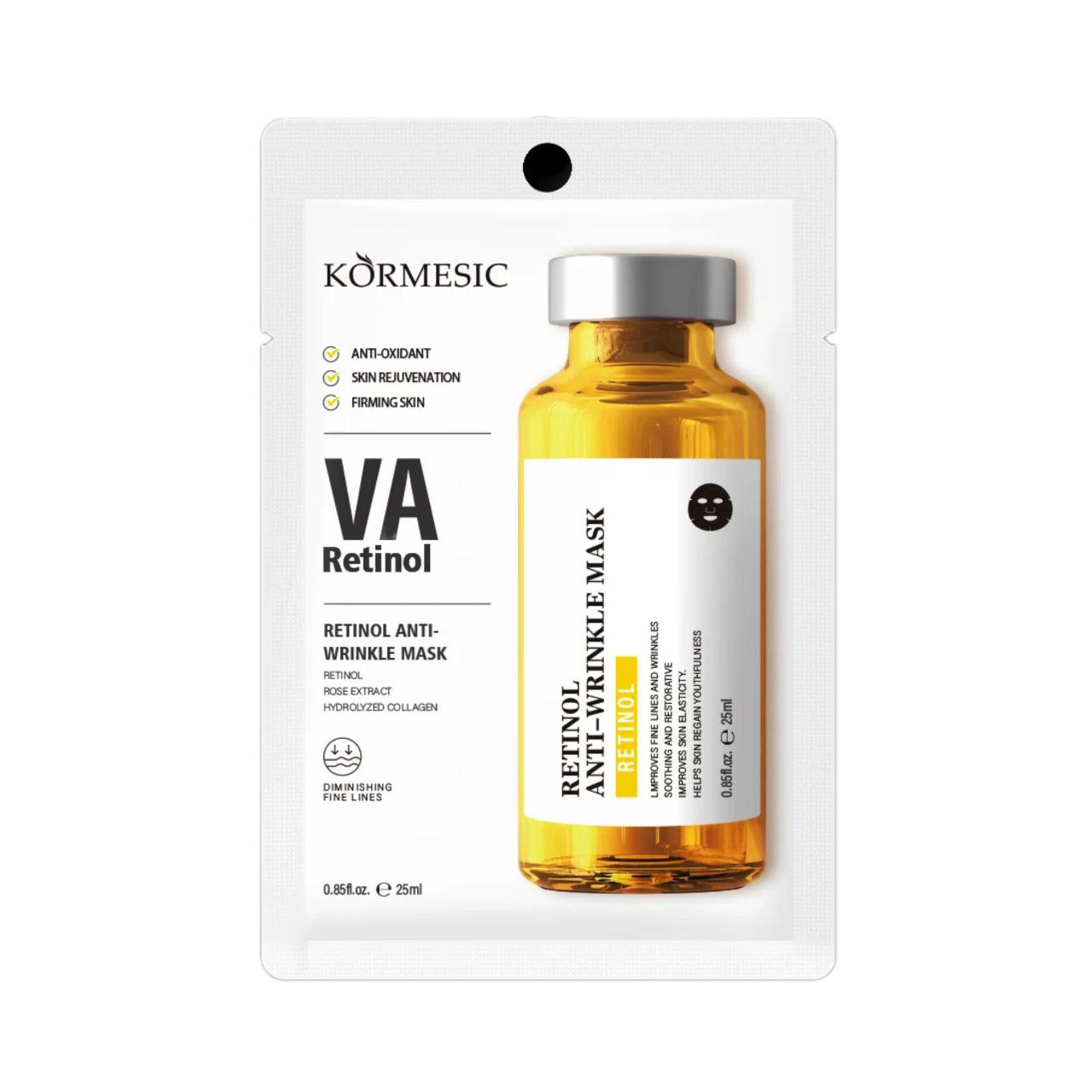 ماسک ورقه‌ای رتینول ضد چروک کورمسیک 25 گرم KORMESIC RETINOL ANTI-WRINKLE MASK