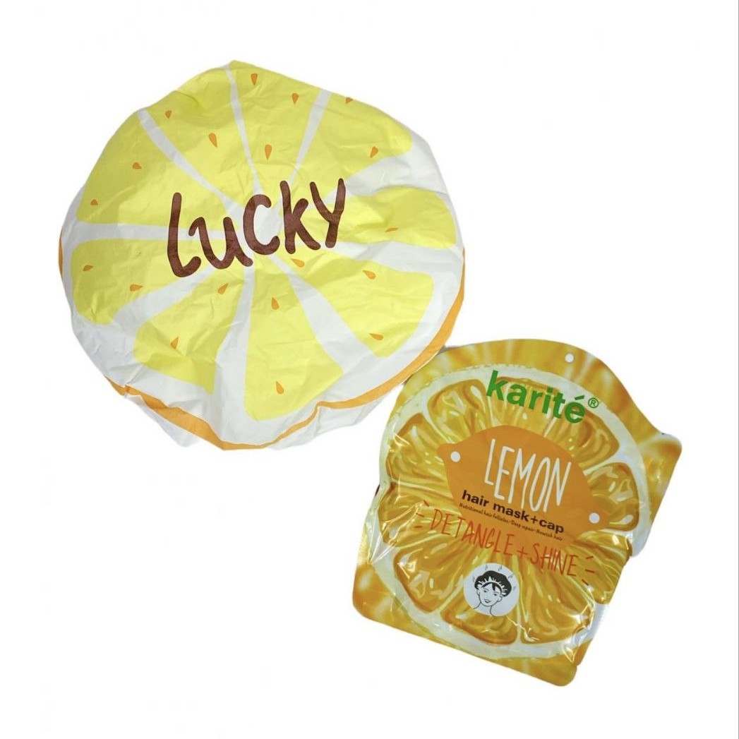 ماسک مو با کلاه لیمو کاریته 25میل karite Lemon hair mask cap