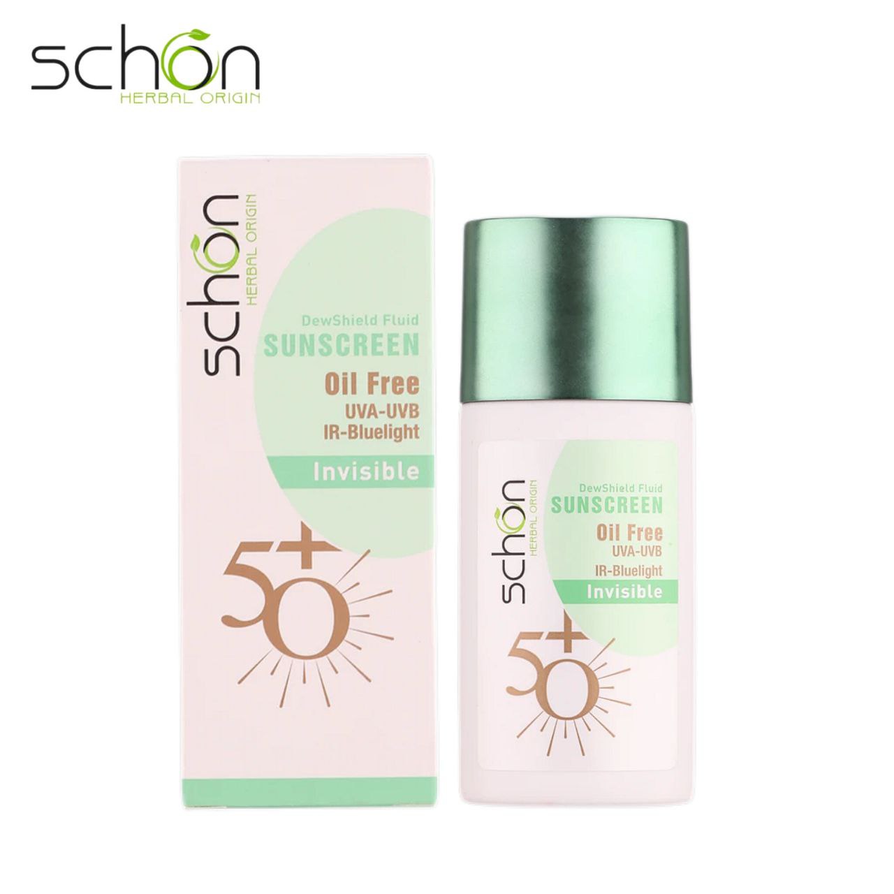 ضد آفتاب بی رنگ فلوئیدی دیووشیلد شون SPF50حجم50میل Schon DewShield Invisible Fluid Sunscreen +Spf50