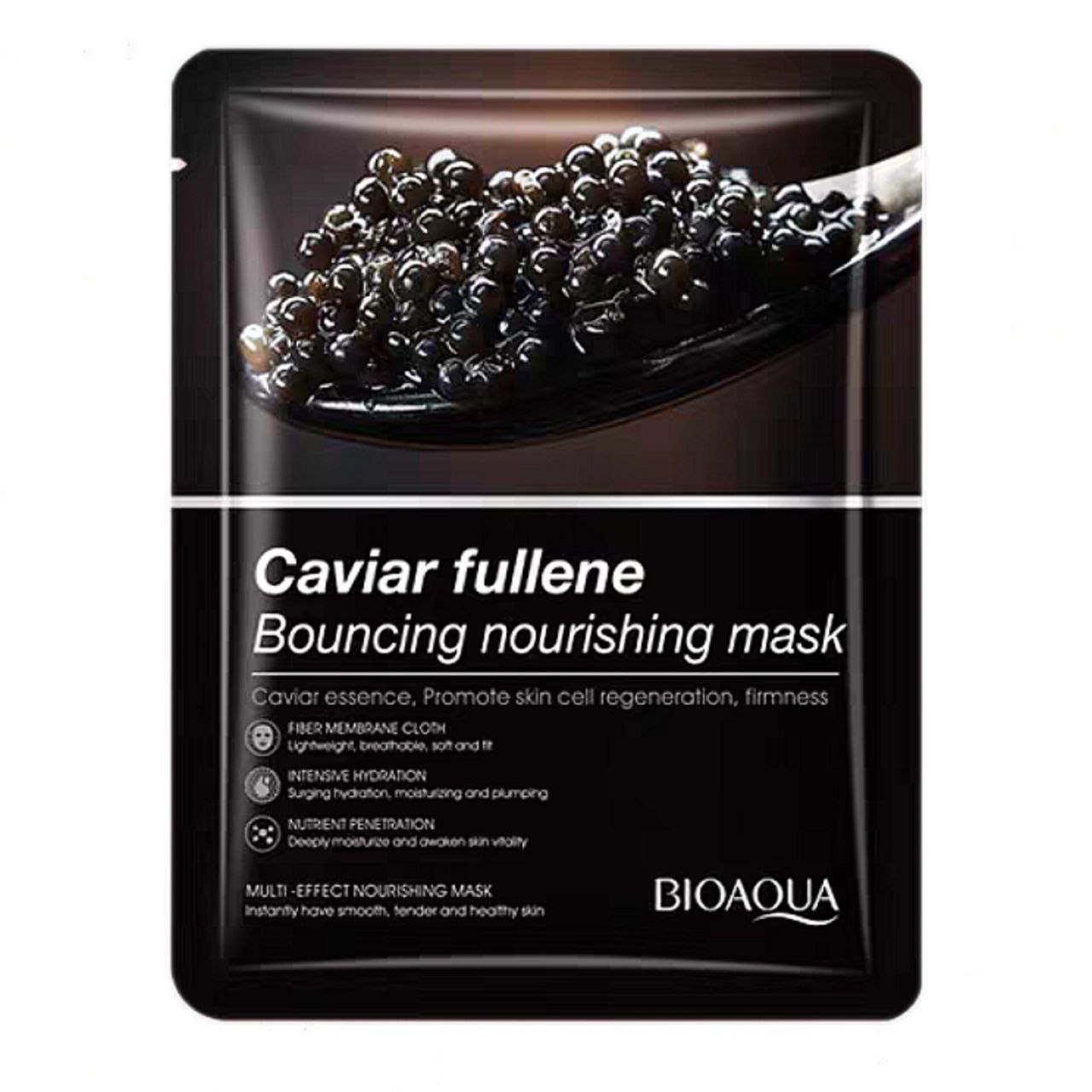 ماسک ورقه ای خاویار و فولرن بیوآکوا 25میل BIOAQUA Caviar Fullene Bouncing Nourishing Facial Mask