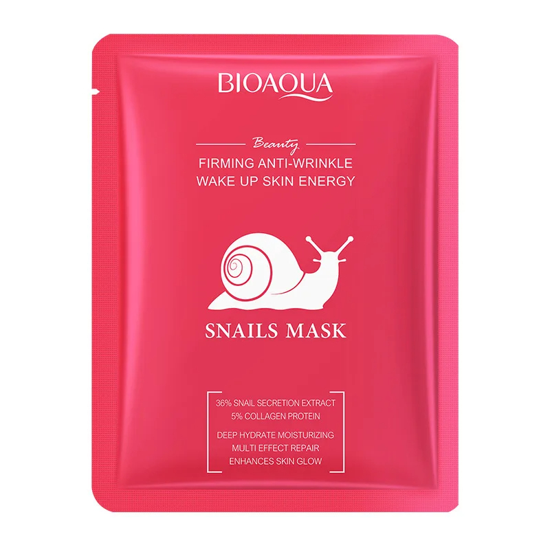 ماسک ورقه‌ ای حلزون و کلاژن بیوآکوا  25میل BIOAQUA SNAILS Facial Mask