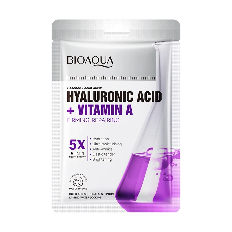 ماسک ورقه‌ ای هیالورونیک اسید و ویتامین آ بیوآکوا 25میل BIOAQUA HYALURONIC ACID +VITAMIN A Facial Mask