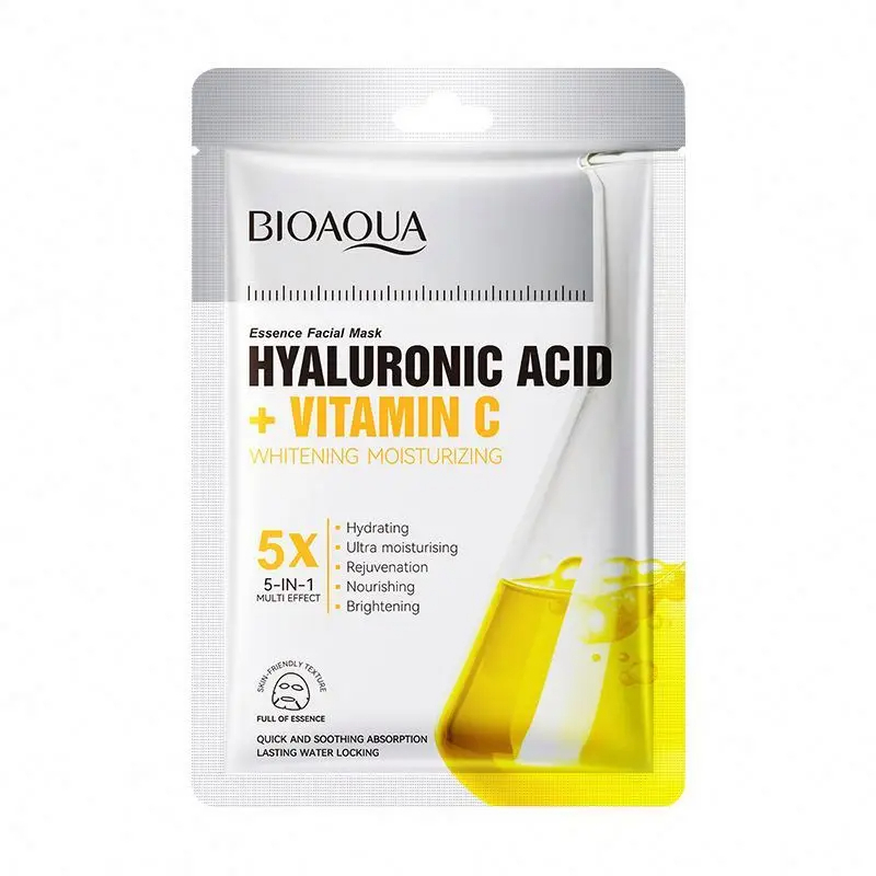ماسک ورقه‌ ای هیالورونیک اسید و ویتامین سی بیوآکوا 25میل BIOAQUA HYALURONIC ACID +VITAMIN C Facial Mask