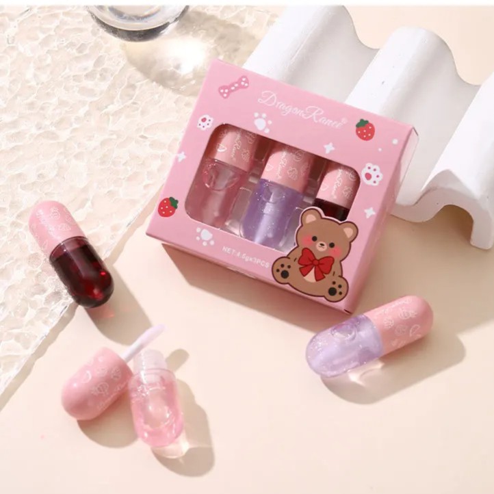 پک ۳ عددی لیپ اویل و تینت لب لیتل بیر دراگون رانی 14میل Dragon Ranee 3pcs Lip Set